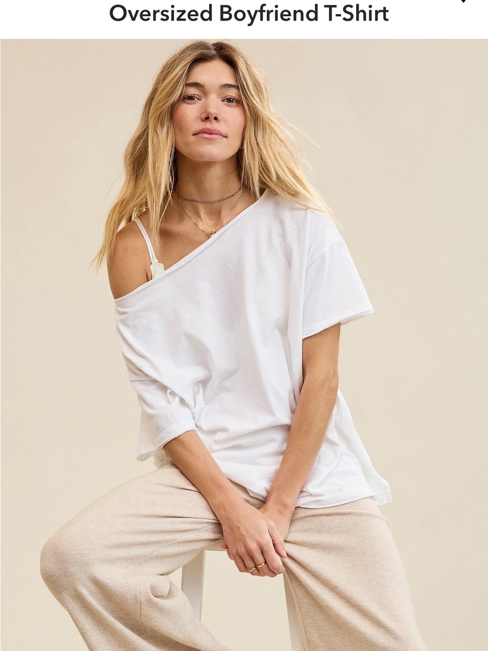 Aerie Off-Shoulder Oversized Tee in White